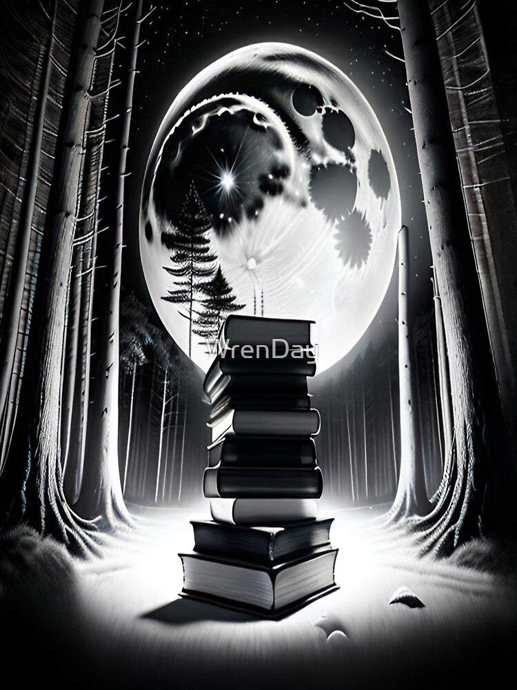 Book Aesthetic #2, Black and White Moon Tower of Books by WrenDay T-Shirts, Hoodie, Sweatshirt | BlankRebels.com (Image 3)