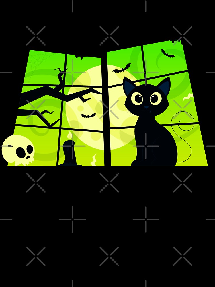 Black Cat in Night Window Halloween by Mareom Design T-Shirts, Hoodie, Sweatshirt | BlankRebels.com (Image 3)
