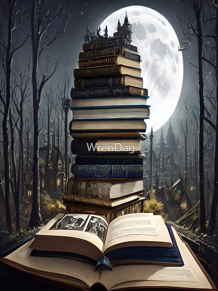 Book Aesthetic 1, Book Tower, City, Moon, Forest by WrenDay T-Shirts, Hoodie, Sweatshirt | BlankRebels.com (Image 3)