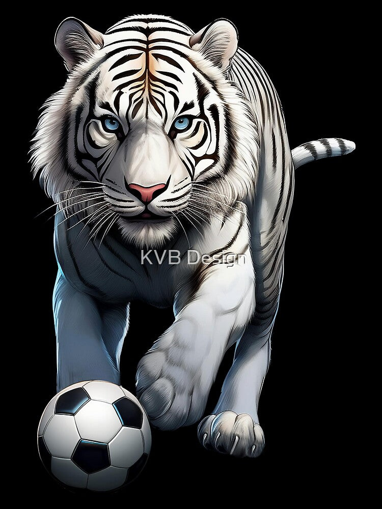 White Tiger Playing Soccer by KVB Design