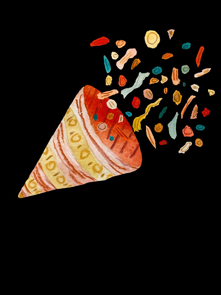 Happy birthday color petard confetti a watercolor black by Yana Mustafina | Boho Soulful Designs T-Shirts,... (Image 3)