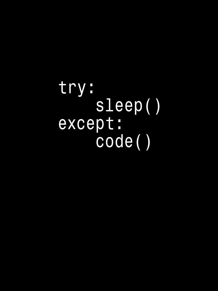 Try Sleep Except Code Python Sticker by DruckByte T-Shirts, Hoodie, Sweatshirt | BlankRebels.com (Image 3)