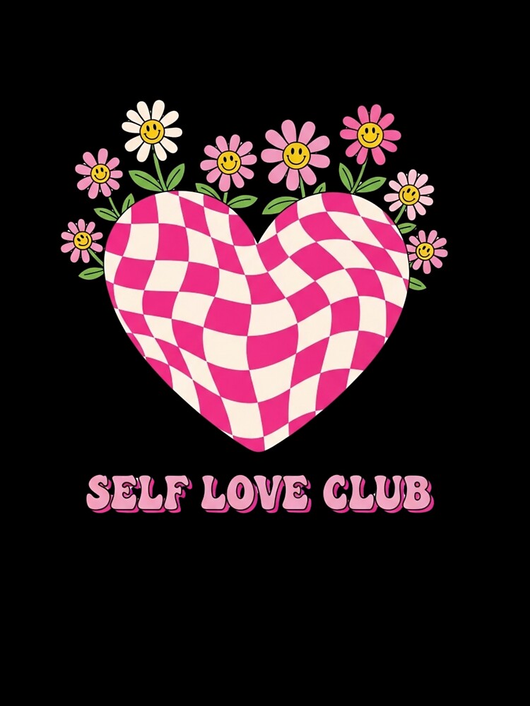 Self Love Club - Retro Checkerboard Heart T-Shirt by Atlasera Studio Hoodie, Sweatshirt | BlankRebels.com (Image 3)