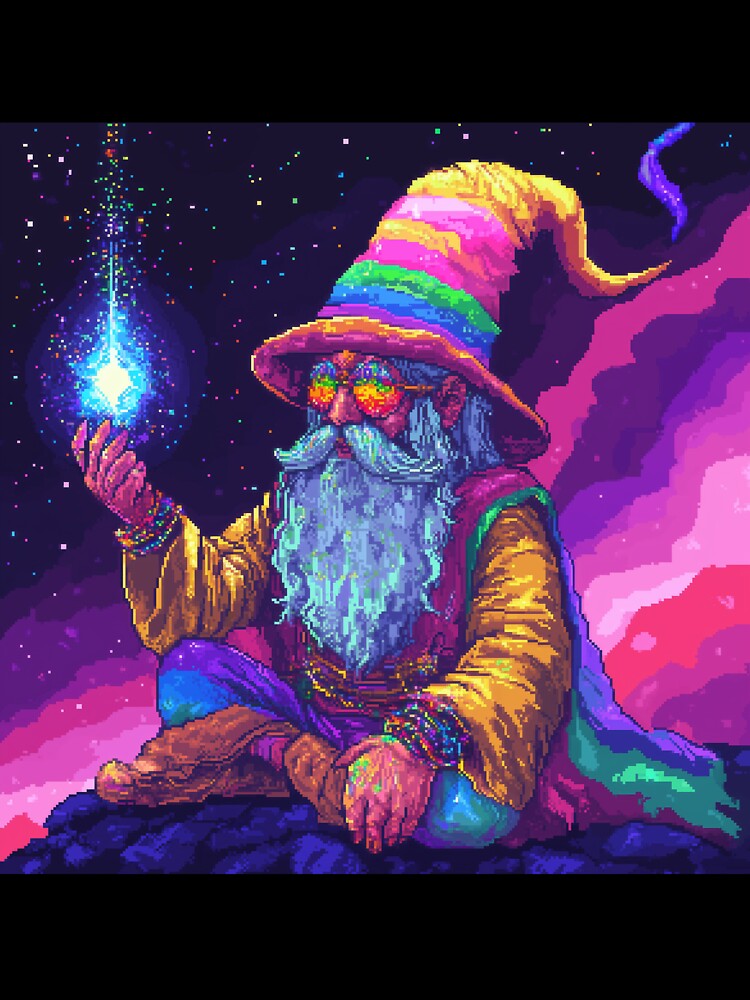 Space Wizard Rainbow Pixel Art by Kaos-Bit