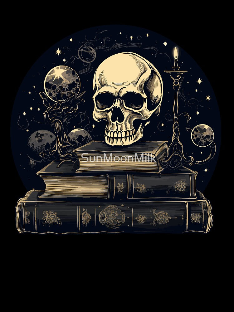 Dark academia skull and books by SunMoonMilk T-Shirts, Hoodie, Sweatshirt | BlankRebels.com (Image 3)