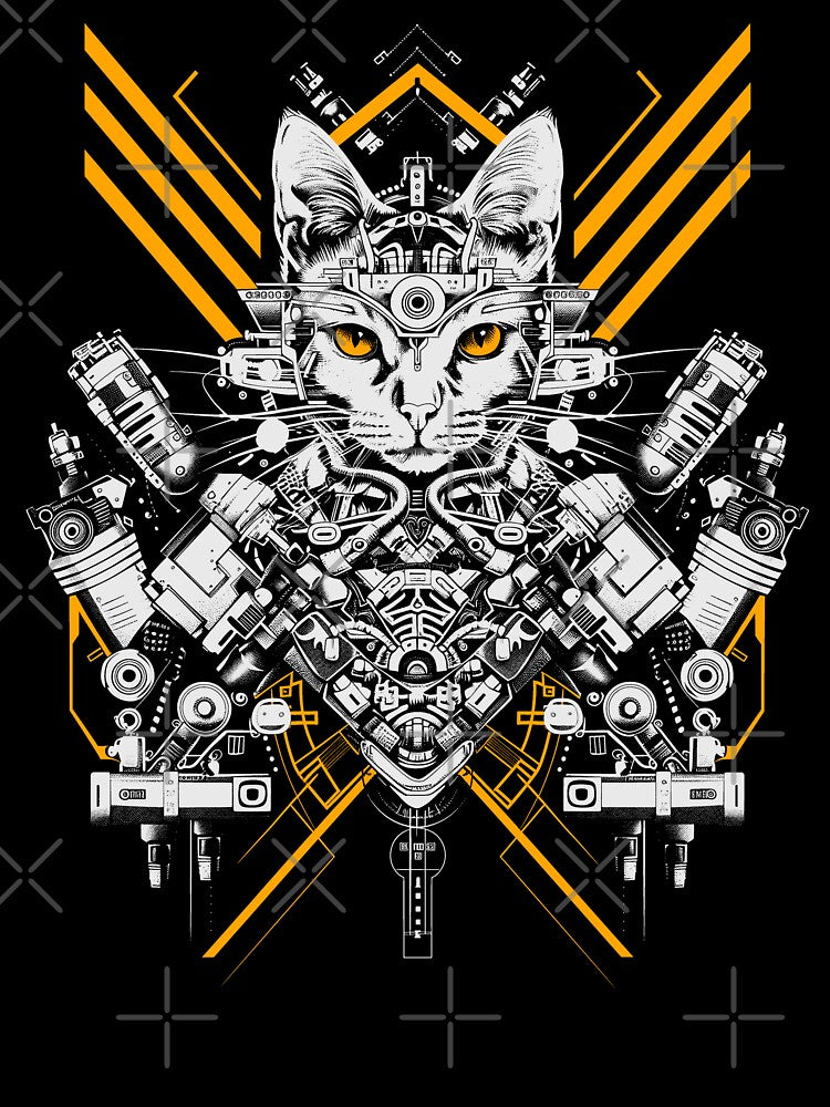 Robot Cat Cyberpunk Aesthetic Sci-Fi Illustration by Darmoks-Geeks T-Shirts, Hoodie, Sweatshirt | BlankRebels.com (Image 3)