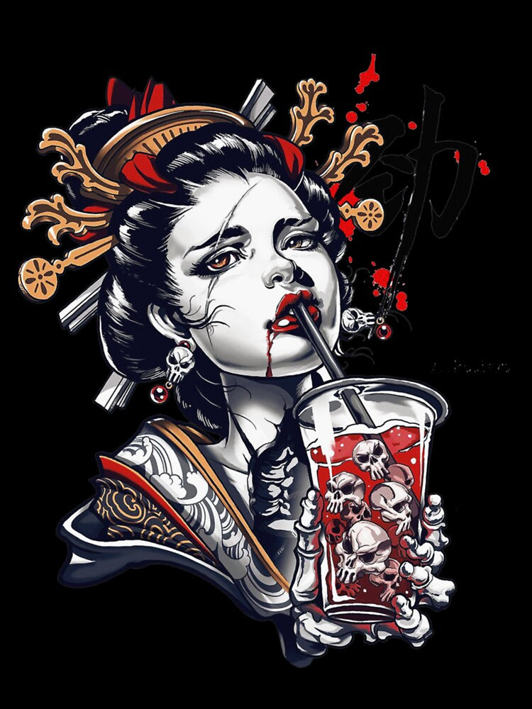 Japanese Geisha Girl Vaporwave Cyberpunk Popart Urban Style by MaryARowley T-Shirts, Hoodie, Sweatshirt (Image 3)