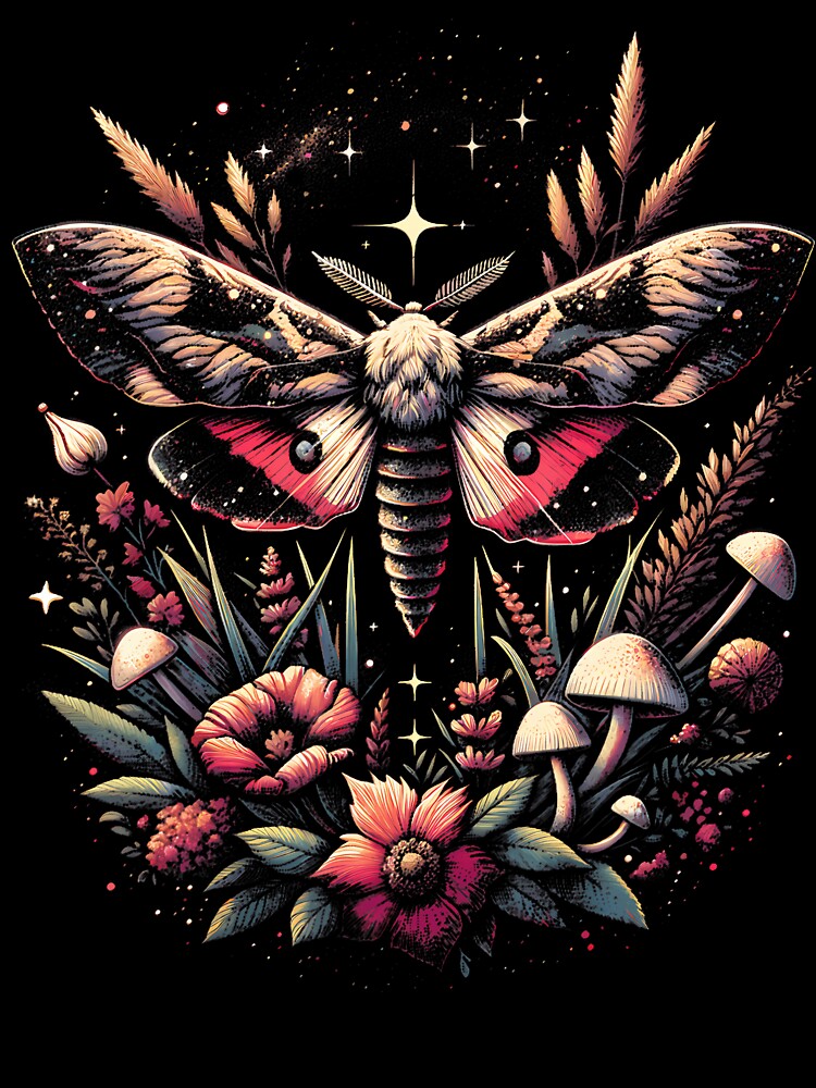 Moth Floral Cute Mushroom Cottagecore Fairycore Aesthetic by bonurasuliaj T-Shirts, Hoodie, Sweatshirt (Image 3)