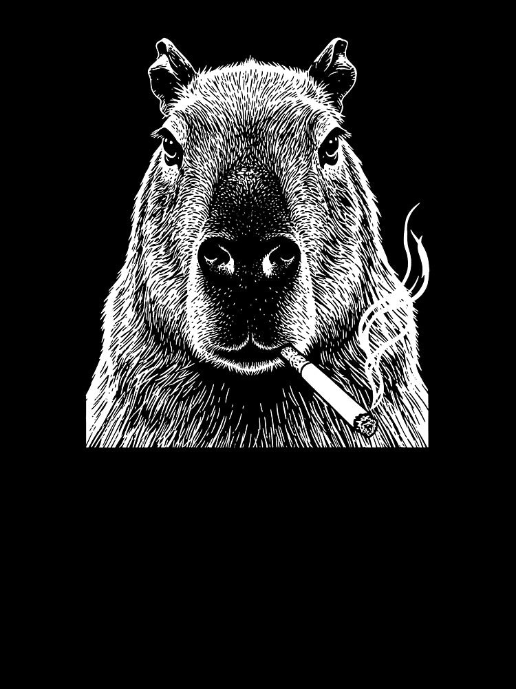 Capybara Smoking Dark Animal Illustration by JEFDodsonArt T-Shirts, Hoodie, Sweatshirt | BlankRebels.com (Image 3)