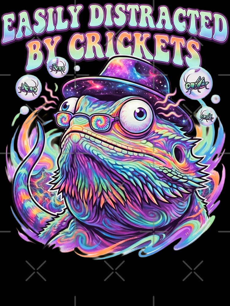 Easily Distracted by Crickets Bearded Dragon Funny Reptile Design by 519xdesign T-Shirts, Hoodie, Sweatshirt (Image 3)