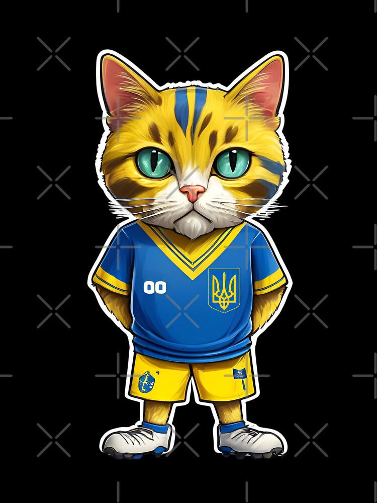 UKRAINE Sports Team: a Cat wearing colours of Ukrainian Flag D16 by PerfectDay2Play