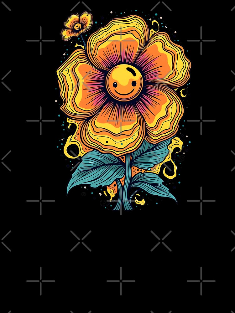 Retro Smiley Flower by VibeTCreations T-Shirts, Hoodie, Sweatshirt | BlankRebels.com (Image 3)