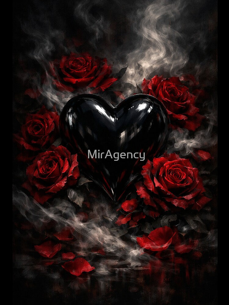 Black Heart Among Red Roses – Dark Gothic Love Art by MirAgency T-Shirts, Hoodie, Sweatshirt | BlankRebels.com (Image 3)