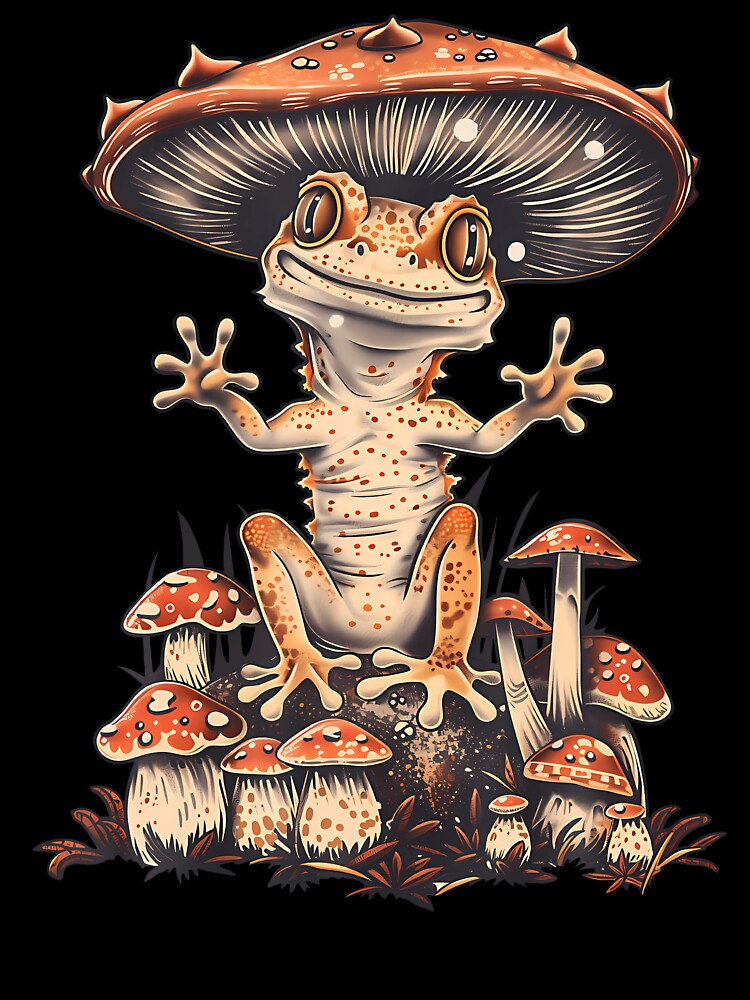 Crested Gecko Lizard Cottagecore Mushroom Hat T-Shirts, Hoodie, Sweatshirt