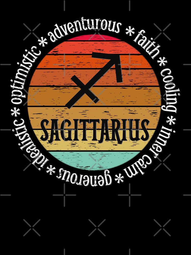 Sagittarius,zodiac sign and lettering, sunset retro style by plastic2021 T-Shirts, Hoodie, Sweatshirt (Image 3)