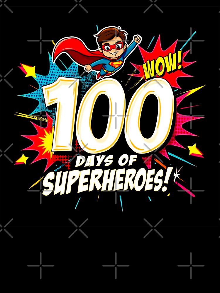 100 Days of Superheroes Fun Comic Style Design by Vago T-Shirts, Hoodie, Sweatshirt | BlankRebels.com (Image 3)