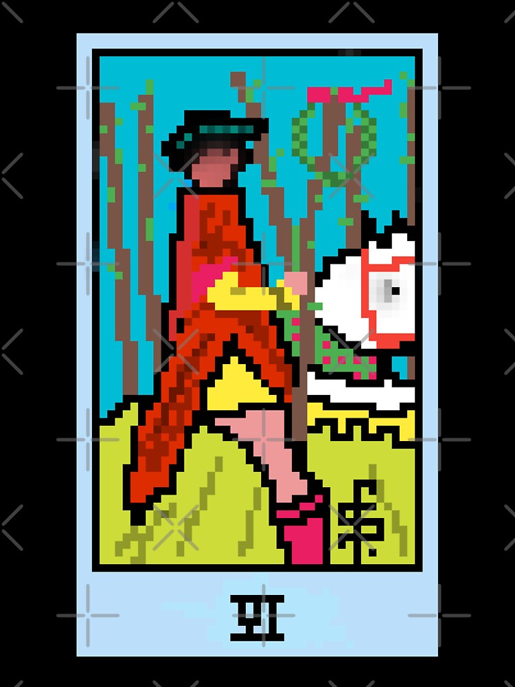 Wait, is this pixel art tarot? Yellow - Minor Arcana 'Six of Wands' (Design for T-shirt, stickers and other... (Image 3)