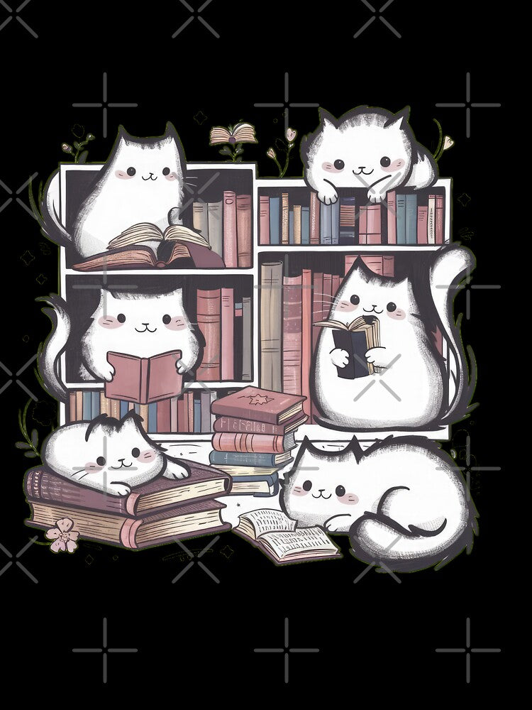 Cute Funny Cat Pattern Cheerful Cats Library Books They Read Cat Art Funny Cat Cat Lover Cute Cat Cat Pattern T-Shirts, Hoodie, Sweatshirt