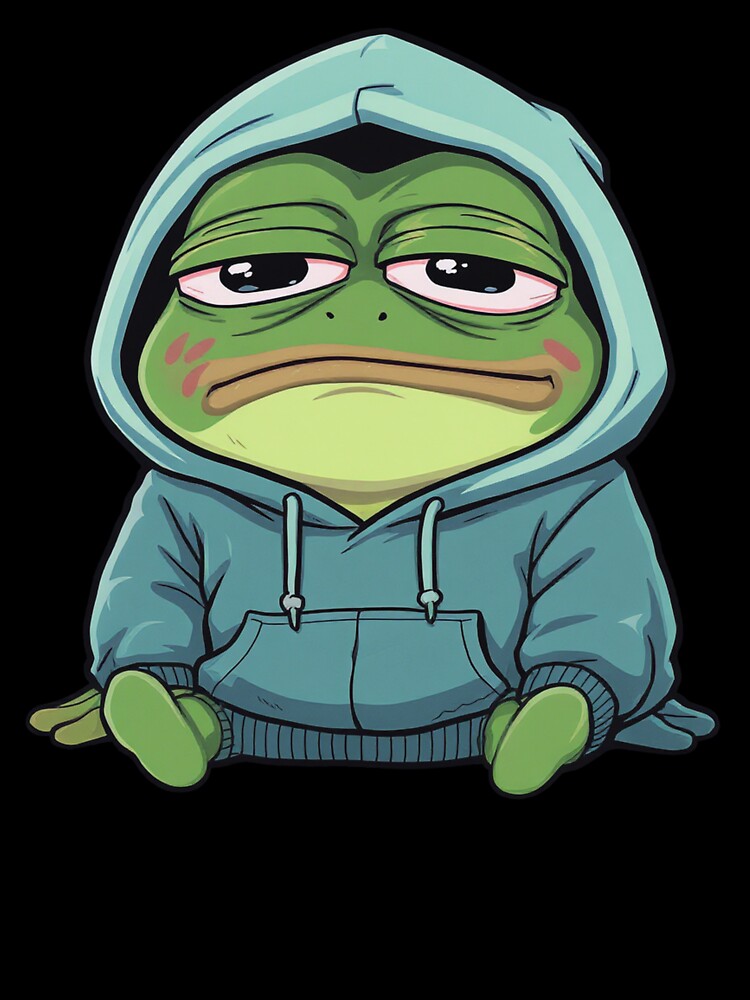 Deadpan Kawaii Frog in Hoodie | Funny Gen Z No-Energy Frog by ColorSplash123 T-Shirts, Sweatshirt | BlankRebels.com (Image 3)