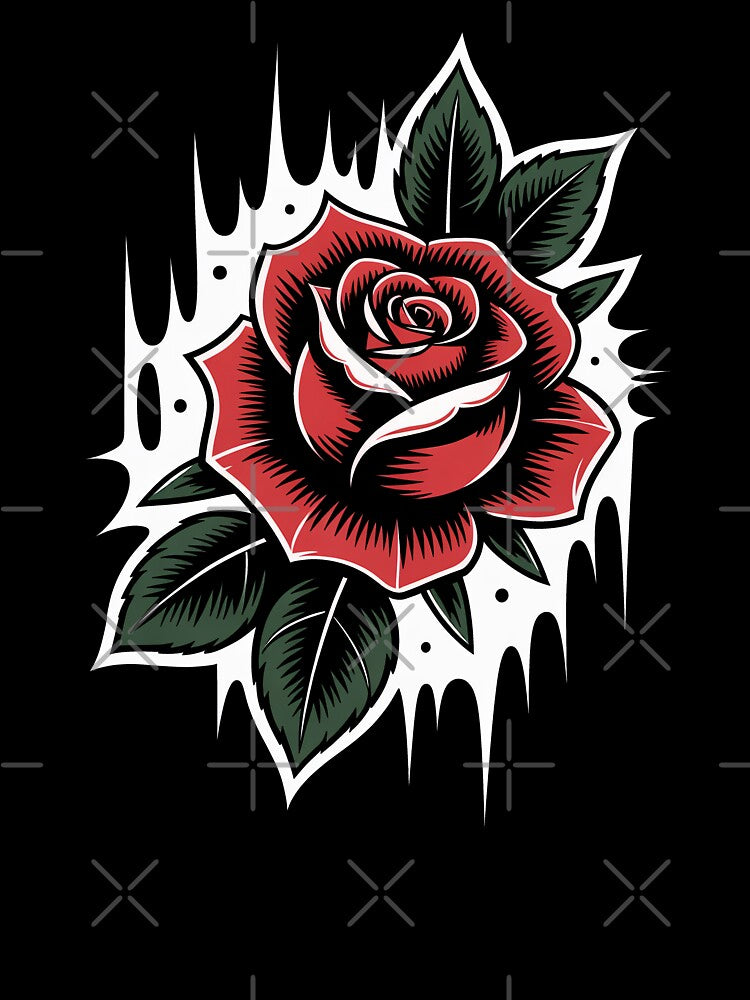 Single Rose Head Gothic Background Tattoo Floral Dark Art by Say It With Ink