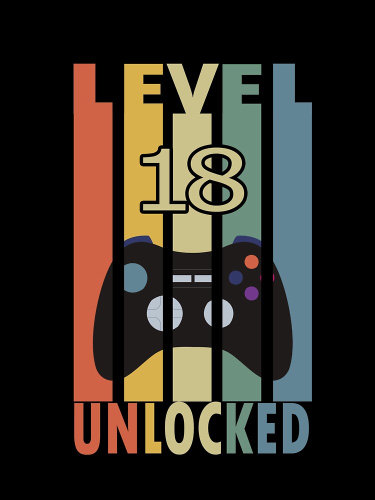 Level 18 Unlocked Vintage Gaming Retro 18th Birthday Gift by TDesignFactory