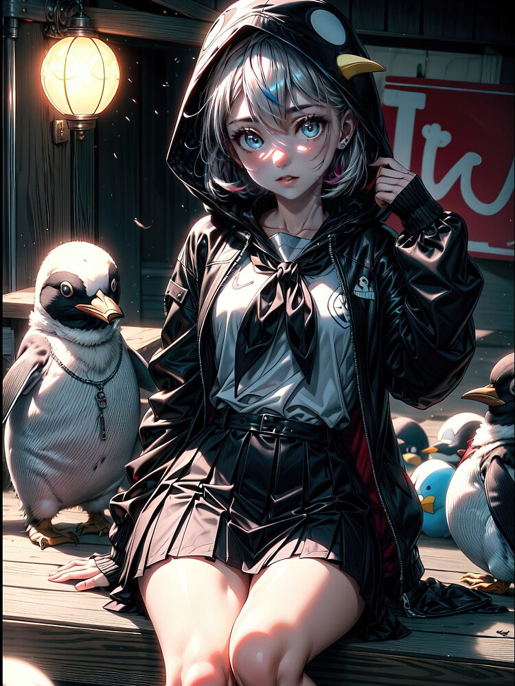 Gothic anime girl with penguins portrait art by TheArtistOf2022 T-Shirts, Hoodie, Sweatshirt | BlankRebels.com (Image 3)