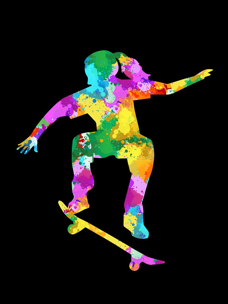 Watercolor colorful bright Skateboarding by VickyCloset T-Shirts, Hoodie, Sweatshirt | BlankRebels.com (Image 3)