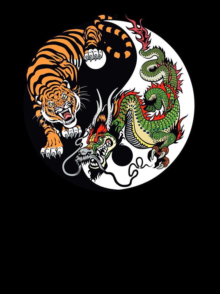 Chines Dragon and Tiger Tattoo Graphic Yin and Yang Symbol by enjoytheshirt T-Shirts, Hoodie, Sweatshirt (Image 3)