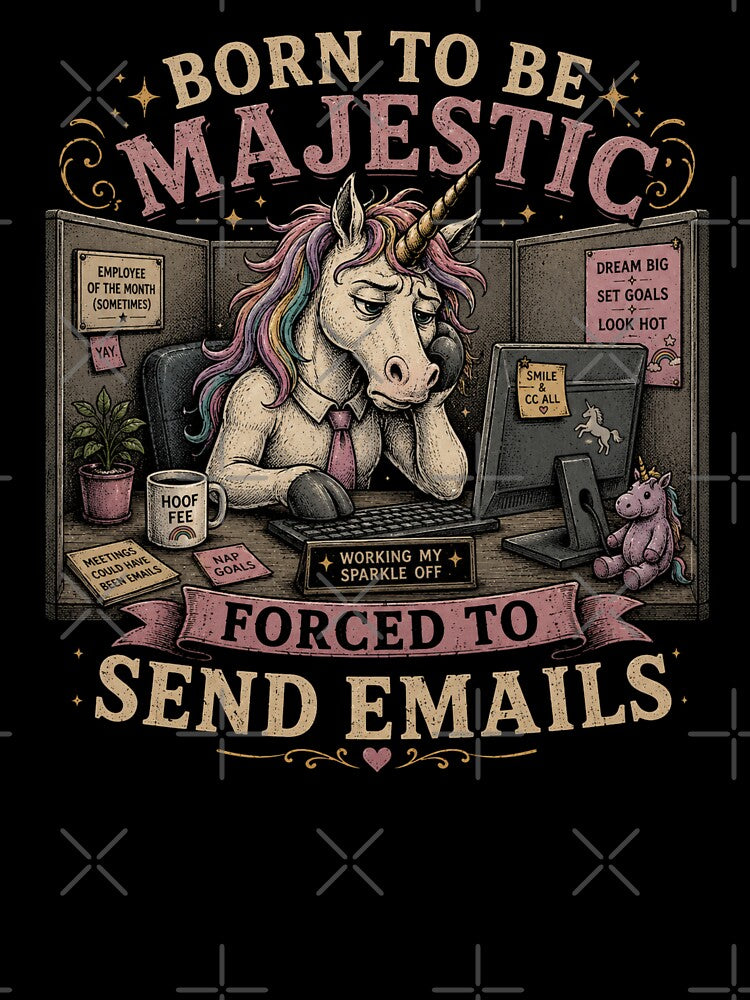 Born to be Majestic, Forced to Send Emails | Unicorn | Work Humor by SoundStyleShop