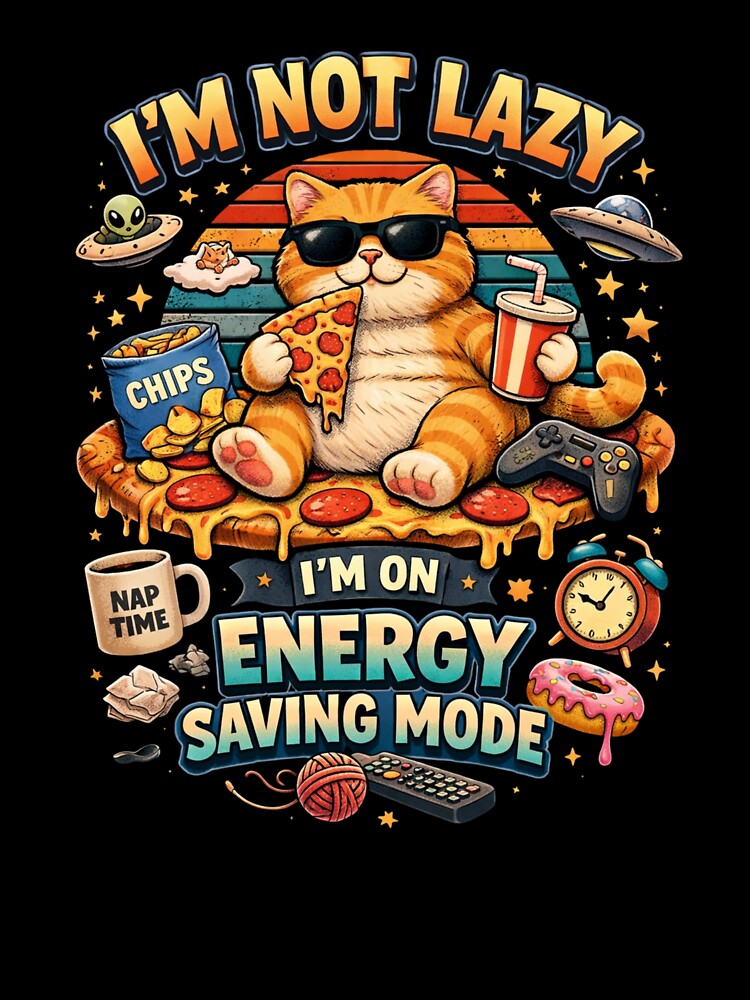 Funny Lazy Orange Cat Quote Energy Saving Mode by PluffyPanda T-Shirts, Hoodie, Sweatshirt | BlankRebels.com (Image 3)