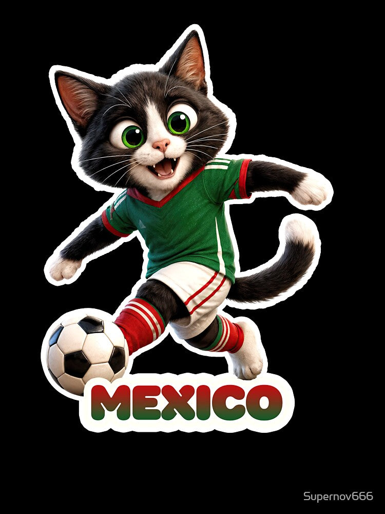 Sticker - Decal - Soccer Spirit: Mexico Cat Kicker by ForeverPrintsOK