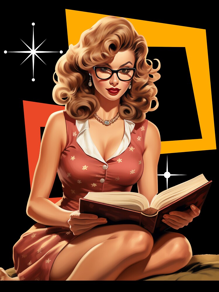 Retro Pin-Up Reading Girl – Vintage Book Lover Aesthetic by Bea May Bombshell Studio T-Shirts, Hoodie, Sweatshirt (Image 3)