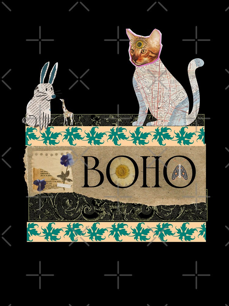 Elegant Boho Animal Collage T-Shirt - BOHO by GorinART Hoodie, Sweatshirt | BlankRebels.com (Image 3)