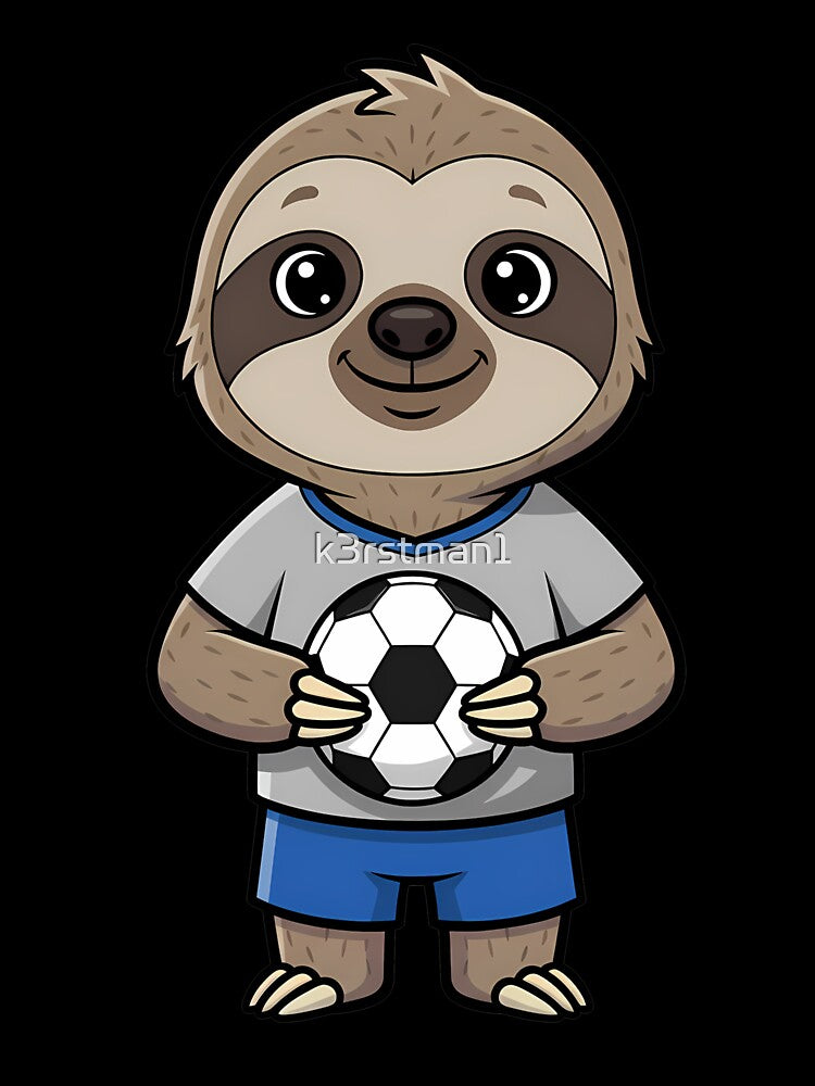 Sloth Soccer Player Football Fan Cartoon by k3rstman1