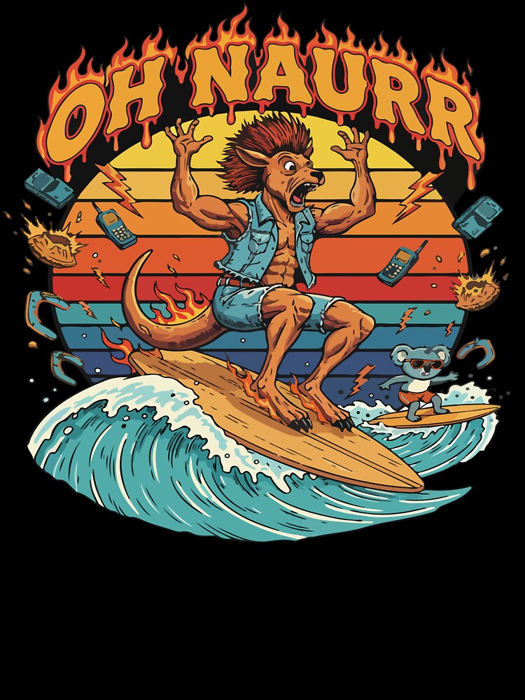 oh naur, aur naur, kangaroo and koala surfing, surf, australia, aussie meme by Prtina T-Shirts, Hoodie, Sweatshirt (Image 3)