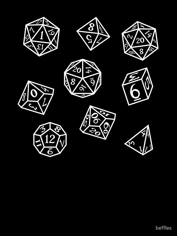RPG Dice Pattern - Black & White by beffles T-Shirts, Hoodie, Sweatshirt | BlankRebels.com (Image 3)