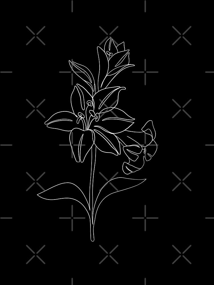Lily Line Art Illustration Black by StudioMinaar T-Shirts, Hoodie, Sweatshirt | BlankRebels.com (Image 3)