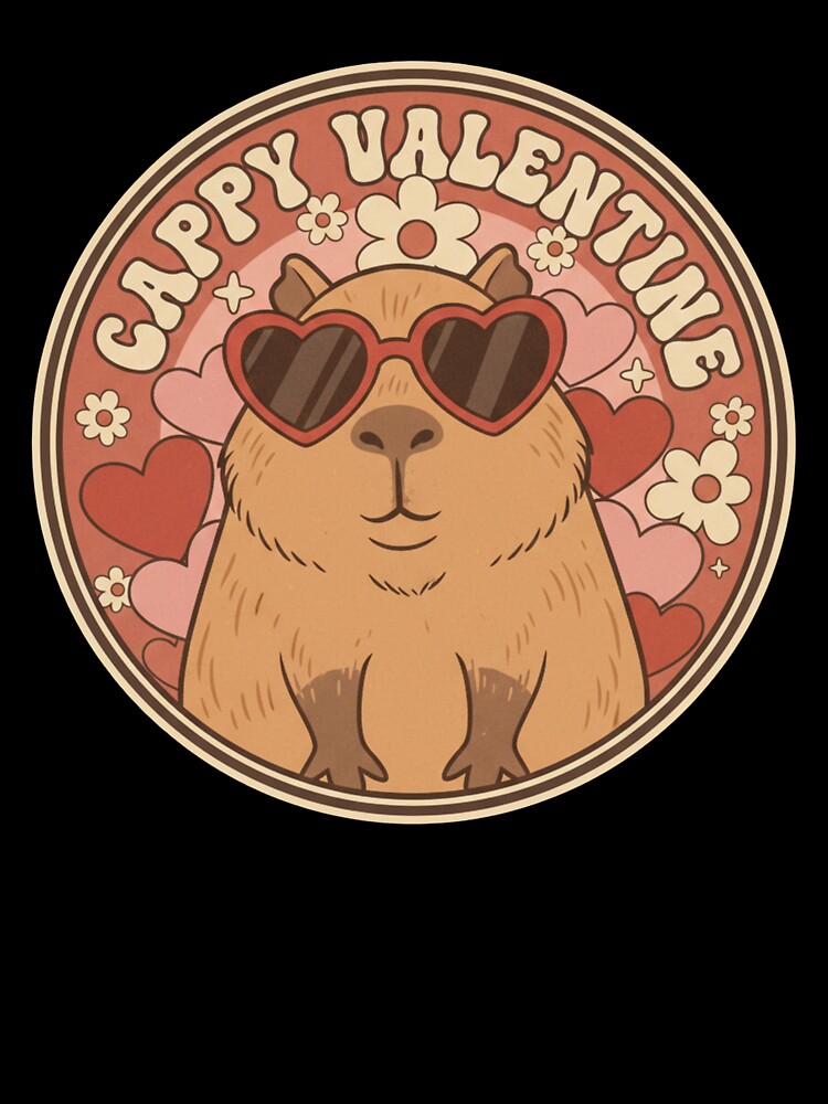 Groovy Capybara Valentine Retro Heart Sunglasses Aesthetic by TSE DESIGN T-Shirts, Hoodie, Sweatshirt (Image 3)