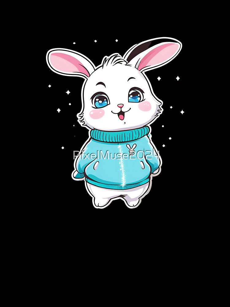 Cute bunny wearing a sweater, t-shirt style by PixelMuse2024 Hoodie, Sweatshirt | BlankRebels.com (Image 3)