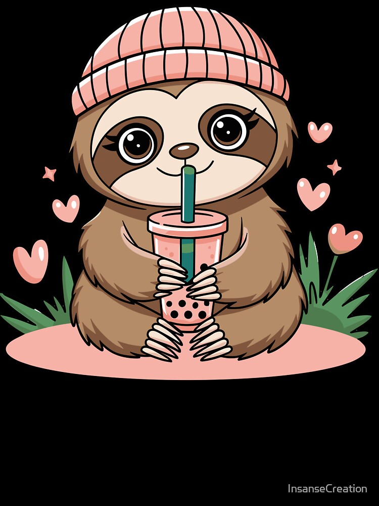 Cute Sloth Drinking Bubble Tea by InsanseCreation T-Shirts, Hoodie, Sweatshirt | BlankRebels.com (Image 3)
