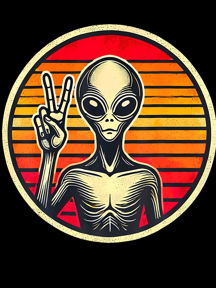 Peace Sign Alien Hippie Ufo by DawnPatricia T-Shirts, Hoodie, Sweatshirt | BlankRebels.com (Image 3)