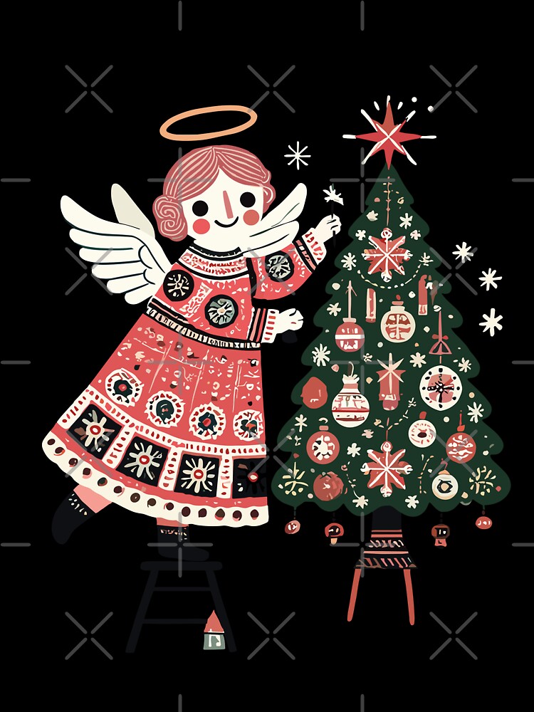 Angel Decorates Christmas Tree In Vintage by LuminOrb T-Shirts, Hoodie, Sweatshirt | BlankRebels.com (Image 3)