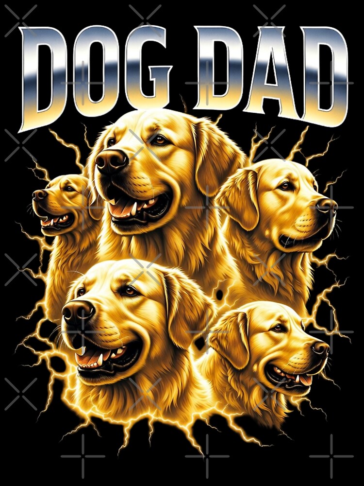 Distressed Golden Retriever Retro 90s Rap Tee Graphic by GrumpySableye