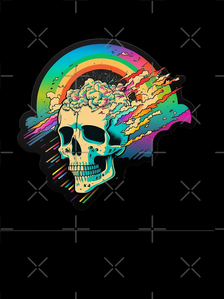 Skull Rainbow Lightning Bolt Flash Heavy Metal Funny Cute T Shirt For Men Women Hoodie Sweatshirt Sticker by... (Image 3)