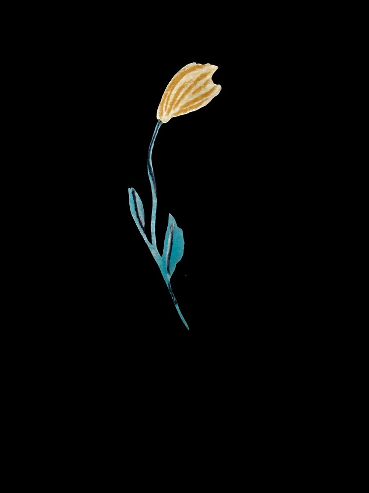 Flower beige blue texture pencil watercolor sketch black by Yana Mustafina | Boho Soulful Designs T-Shirts,... (Image 3)