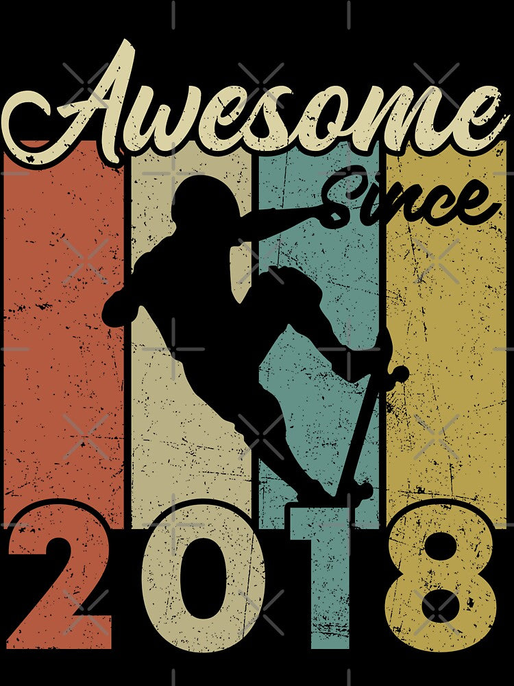 4th Birthday Awesome Since 2018 Skateboard 4 Years Old by TheWildStyle T-Shirts, Hoodie, Sweatshirt (Image 3)