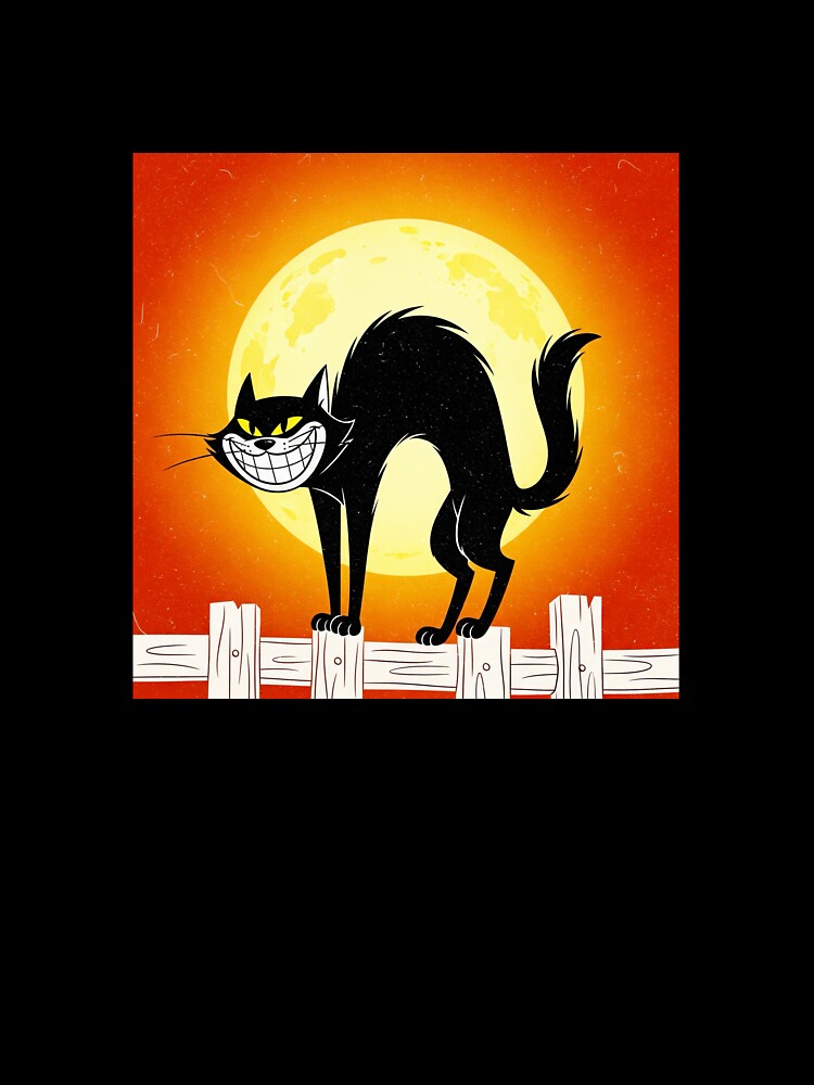 Vintage Black Cat Halloween Design | Retro Cartoon Cat PNG with Full Moon by j-2k T-Shirts, Hoodie, Sweatshirt (Image 3)