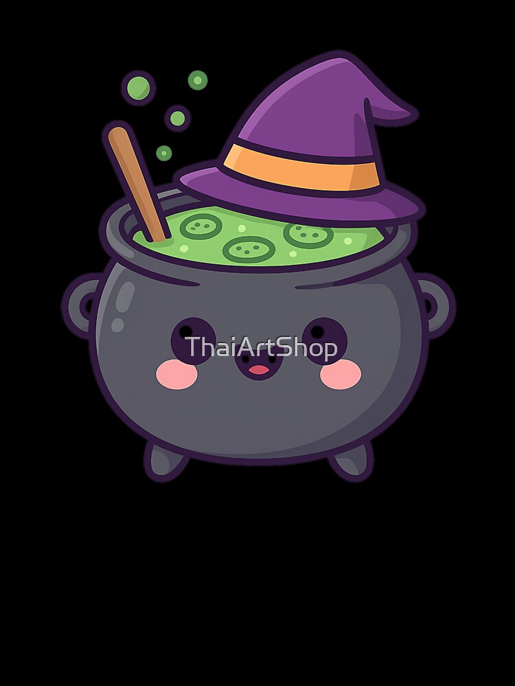 Kawaii Halloween Witch Cauldron Cute Soup Cartoon by ThaiArtShop