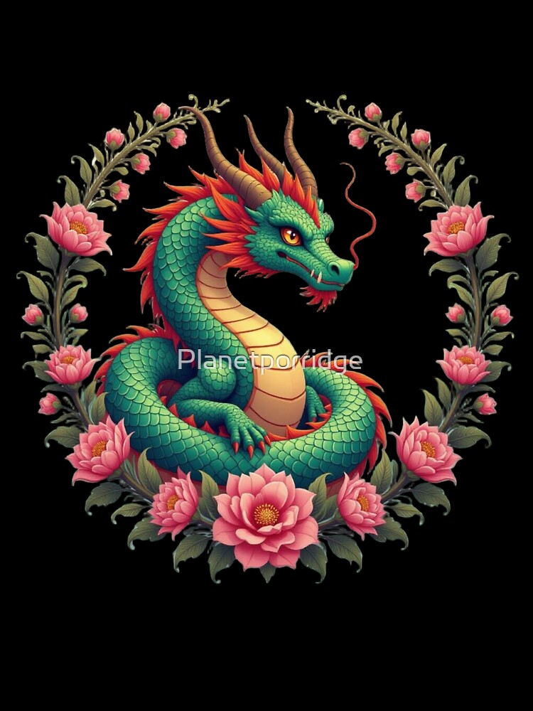 Dragon In Flowers Artwork by Planetporridge T-Shirts, Hoodie, Sweatshirt | BlankRebels.com (Image 3)