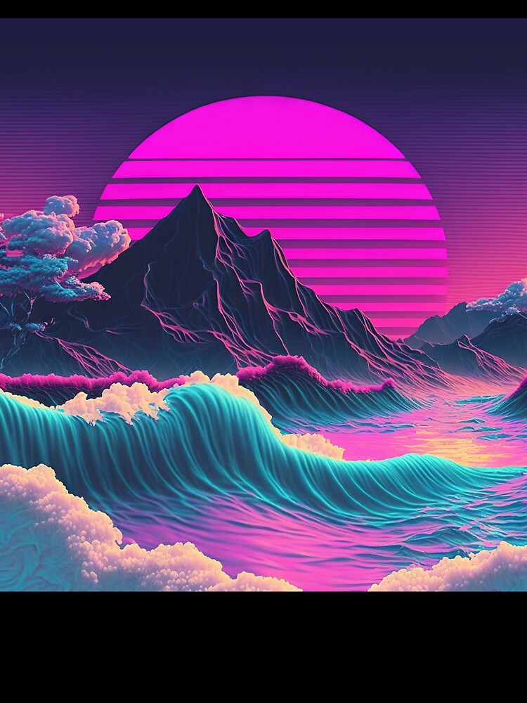 Coastal Cosmos: A Vaporwave Sunset Overlooking the Ocean by Mullet Monkey T-Shirts, Hoodie, Sweatshirt (Image 3)